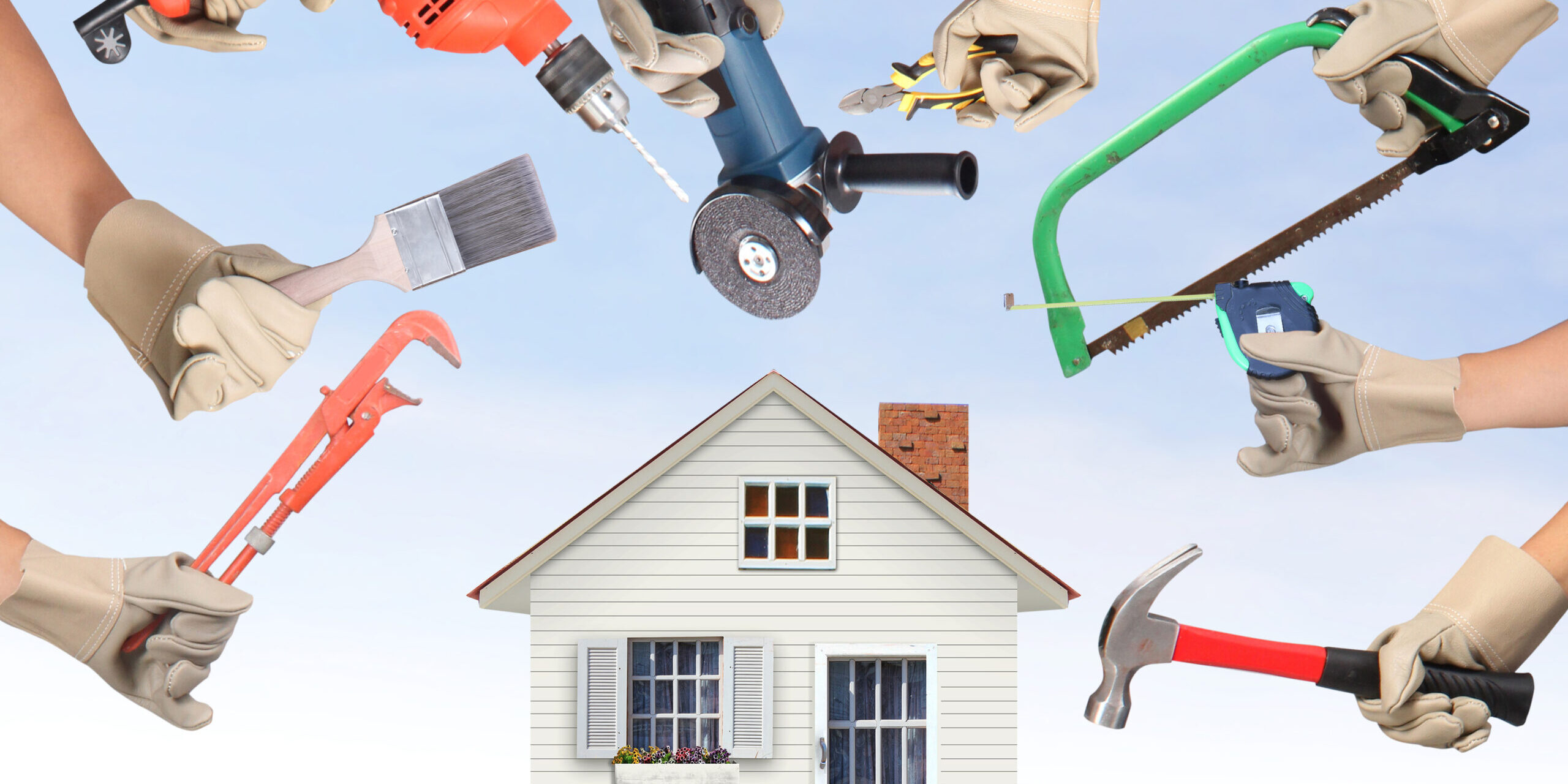 Selection of tools in the shape of a house